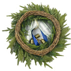 Wreath Faux Evergreen 18 Inch Ribbon & Bells