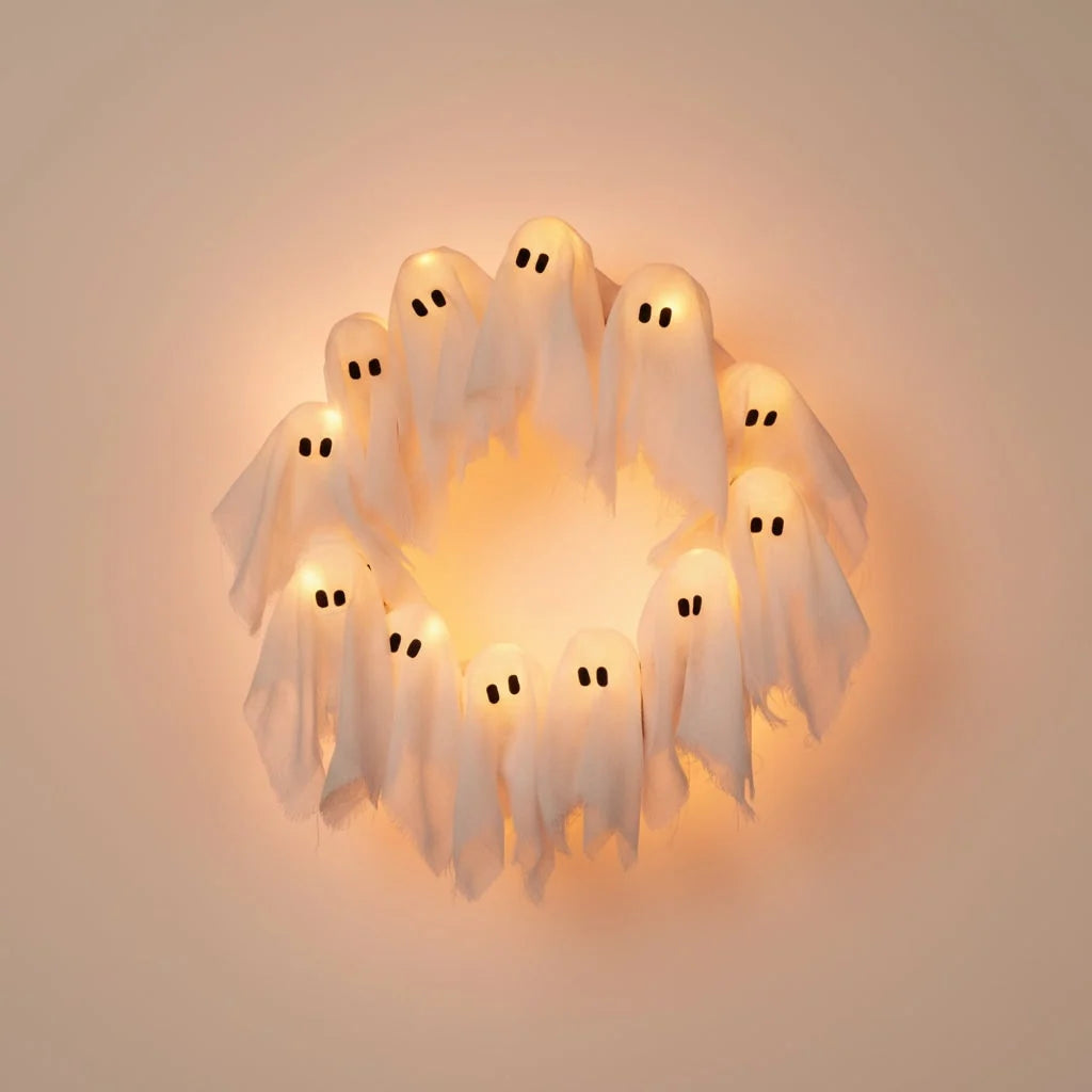 Wreath Ghost LED Battery Powered