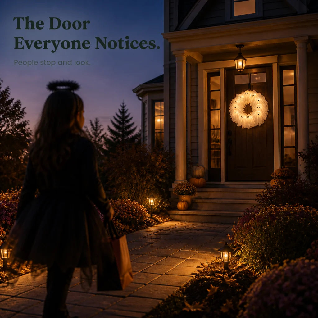 Wreath Glow-In-The-Dark Ghost Battery-Free