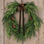 Wreath Heart Shaped Pine With Pinecones & Hunter Green Ribbon