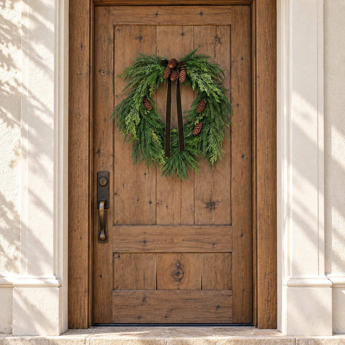 Wreath Heart Shaped Pine With Pinecones & Hunter Green Ribbon