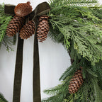 Wreath Heart Shaped Pine With Pinecones & Hunter Green Ribbon