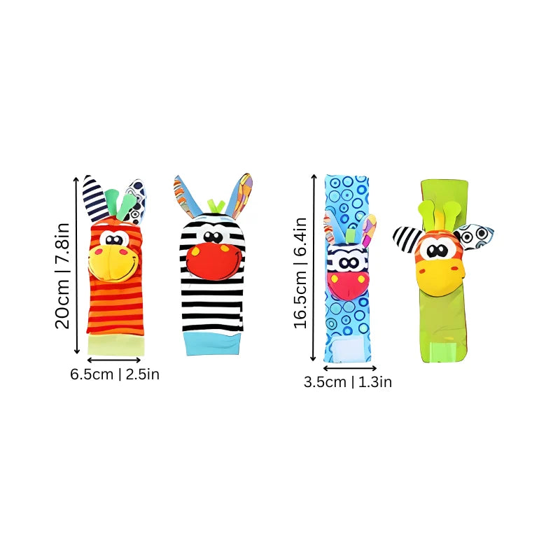 Wrist & Ankle Rattle Set Soft Breathable Adjustable Velcro