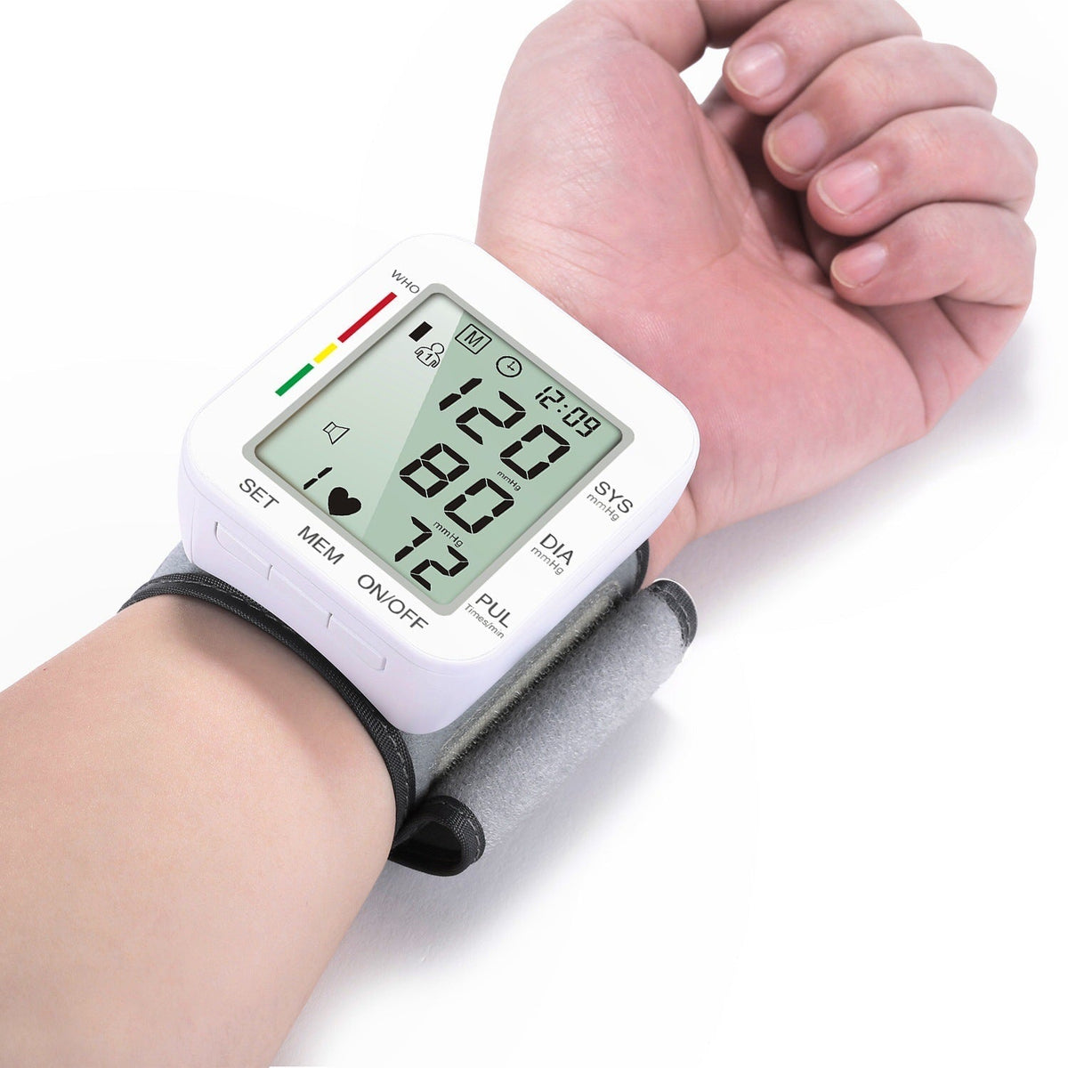 Wrist Blood Pressure Monitor Bright LCD Voice Announcement