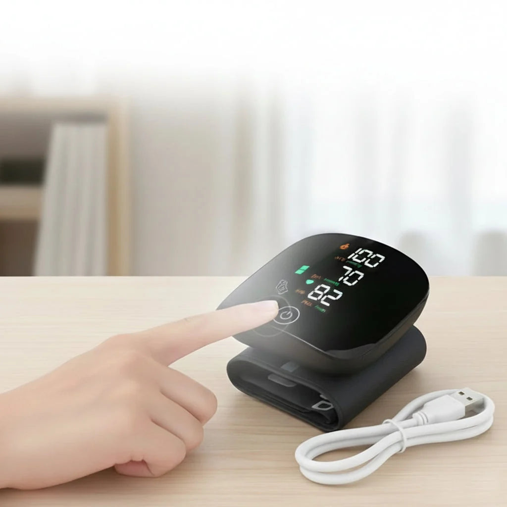 Wrist Blood Pressure Monitor Digital Display USB Rechargeable