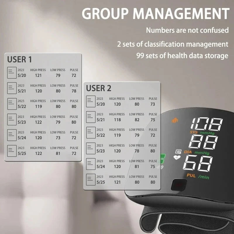 Wrist Blood Pressure Monitor Large LCD & Voice Alerts