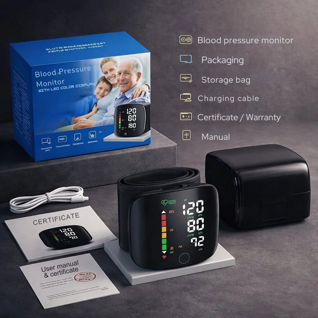 Wrist Blood Pressure Monitor Touchscreen & Voice USB Rechargeable