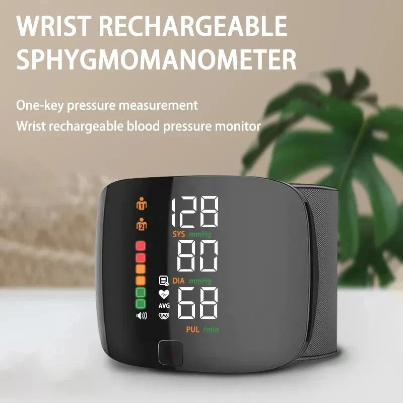 Wrist Blood Pressure Monitor USB-C Rechargeable 2-User Voice Readout