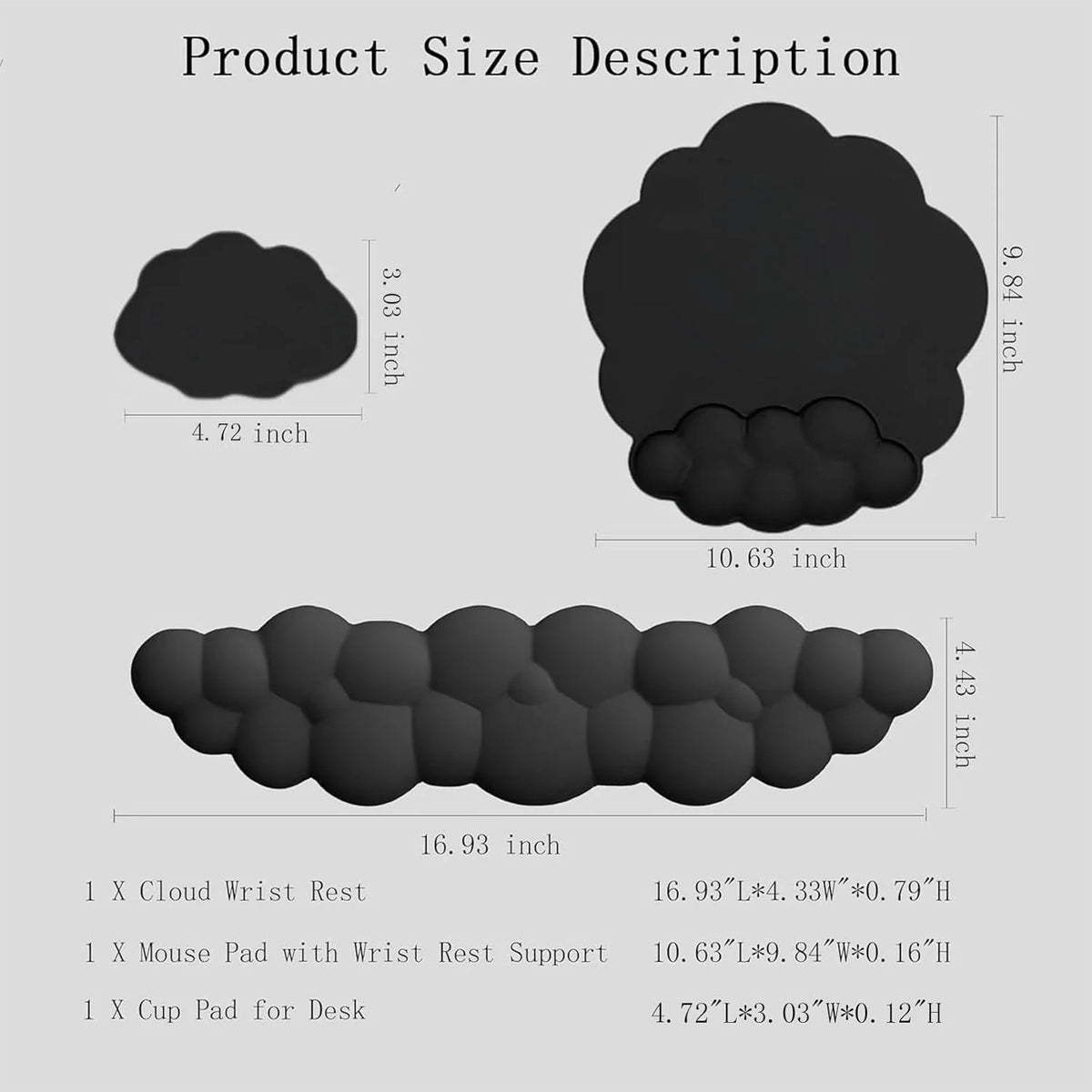 Wrist Rest Set Memory Foam PU Leather & Non-Slip Base