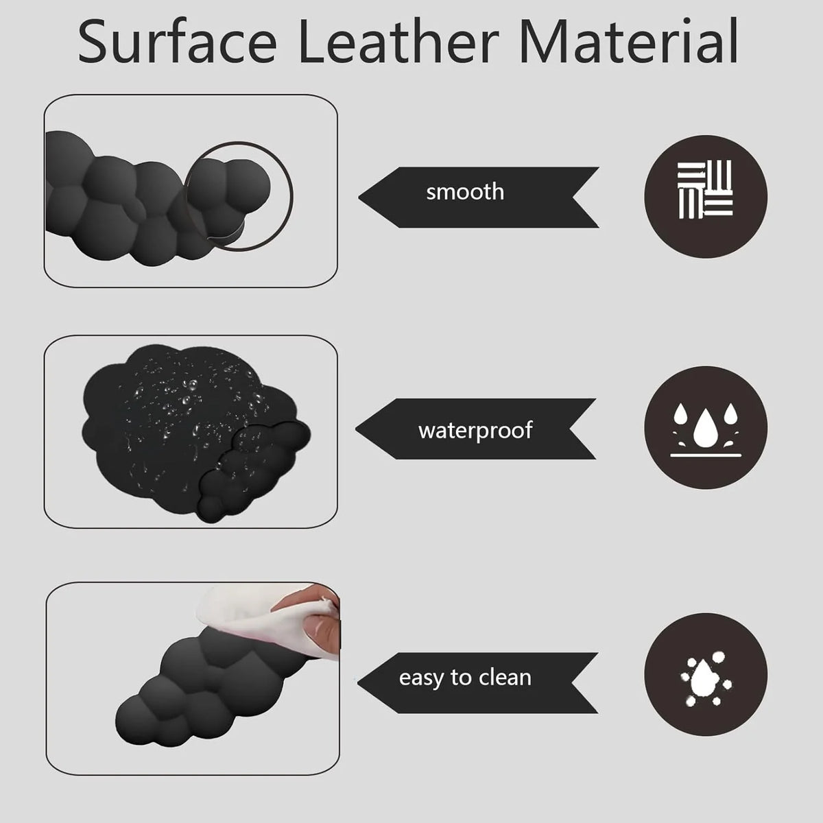 Wrist Rest Set Memory Foam PU Leather & Non-Slip Base