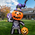 Yard Inflatable Skeleton With LED Pumpkin Head Weather-Resistant
