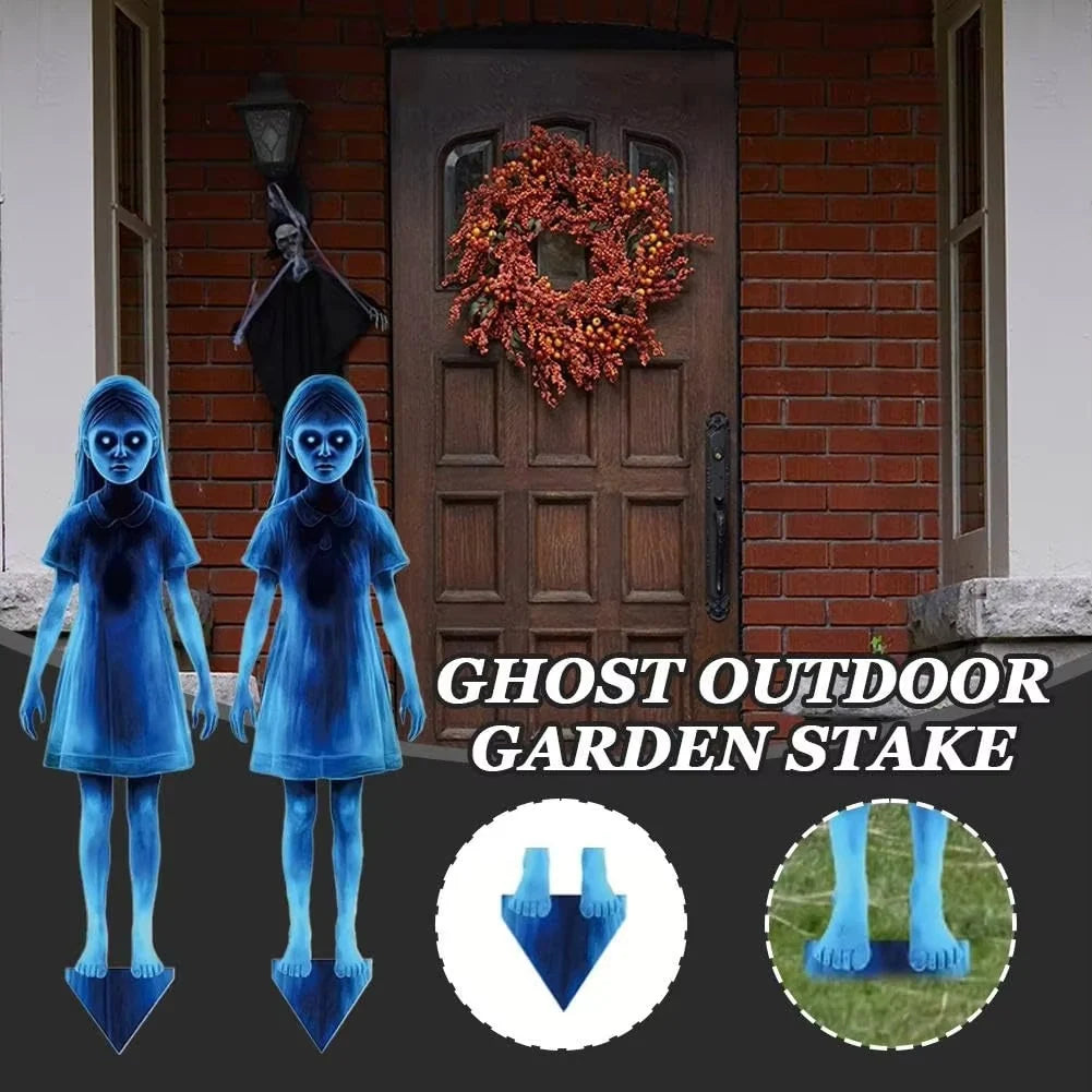 Yard Stakes Lighted Ghosts Iron 2-Pack Weather-Resistant