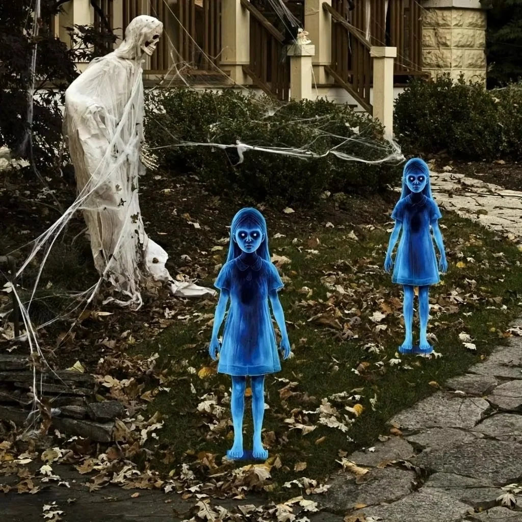 Yard Stakes Lighted Ghosts Iron 2-Pack Weather-Resistant