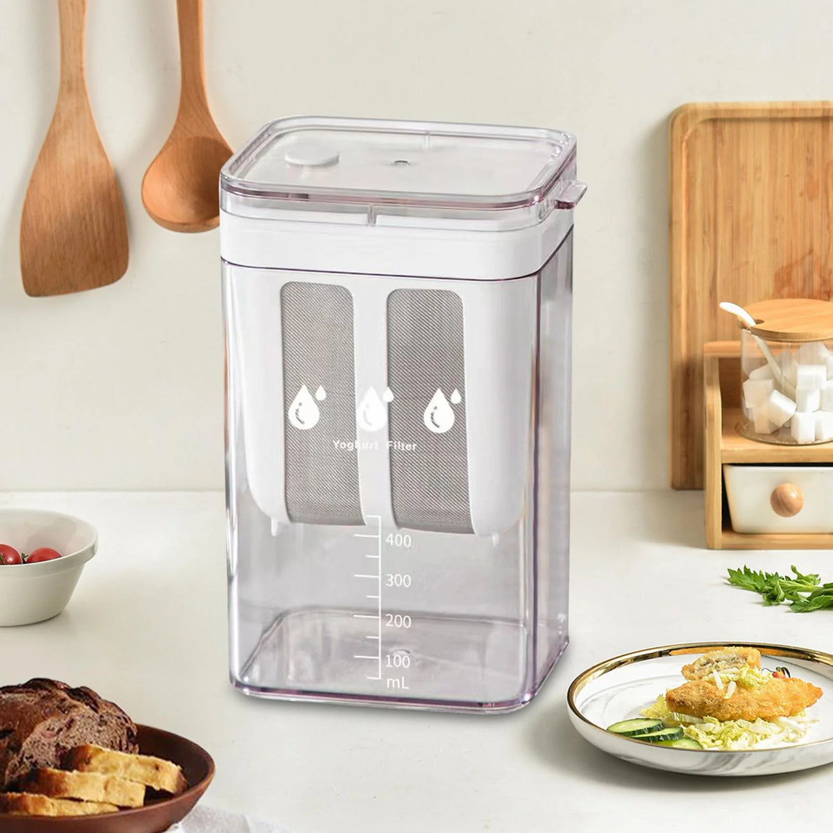 Yogurt Strainer Rust-Resistant Steel Mesh 1.1L Fridge-Safe