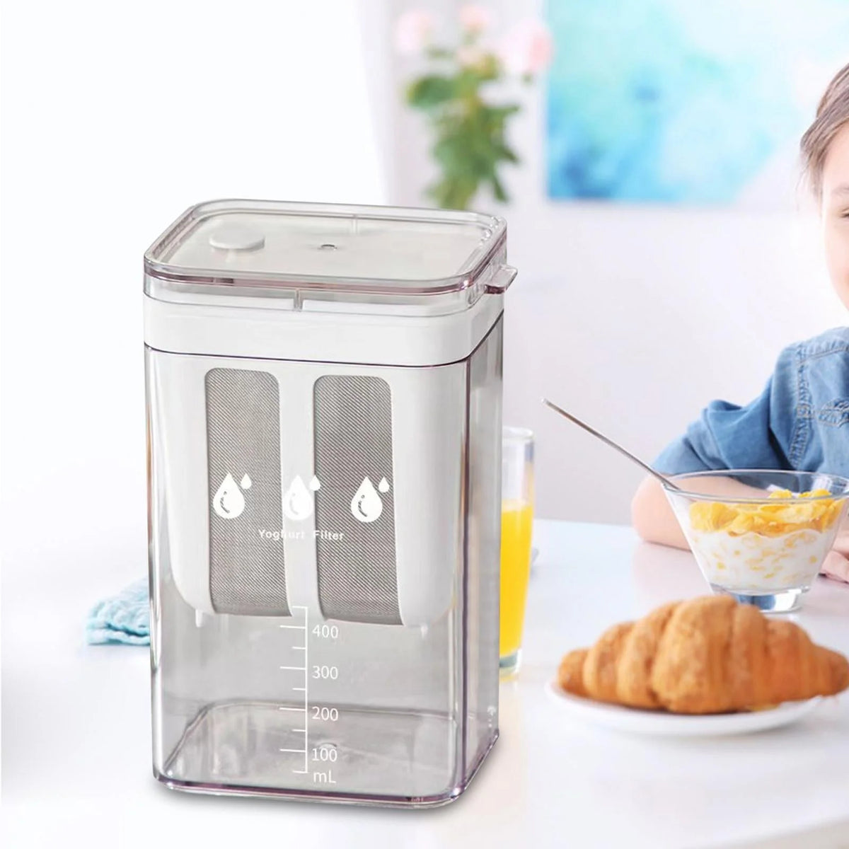 Yogurt Strainer Rust-Resistant Steel Mesh 1.1L Fridge-Safe