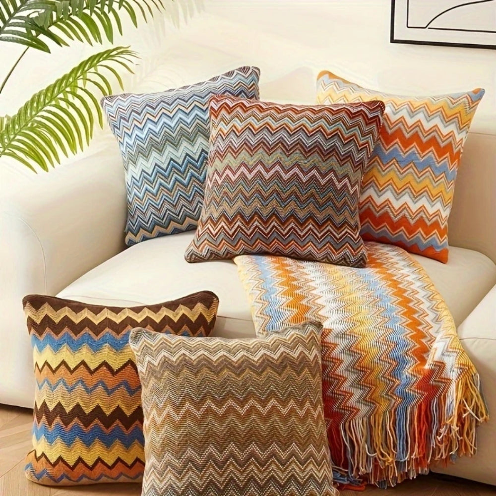 Zigzag Knit Microfiber Cushion Cover (18x18 in)