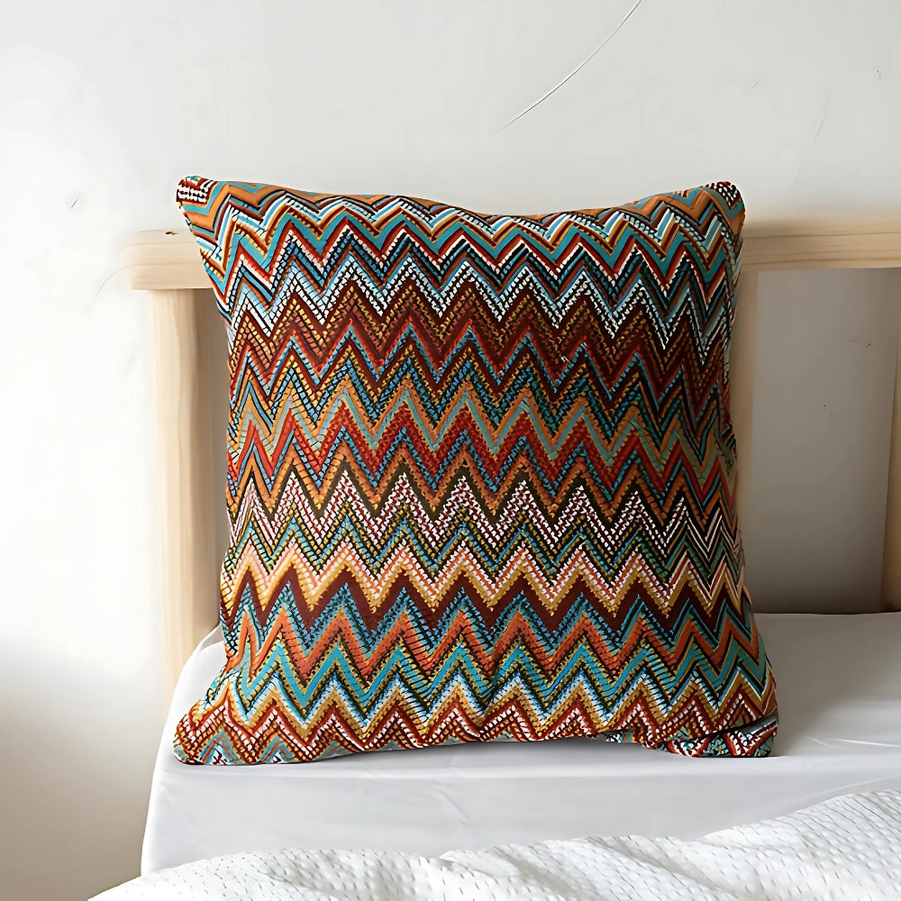 Zigzag Knit Microfiber Cushion Cover (18x18 in)
