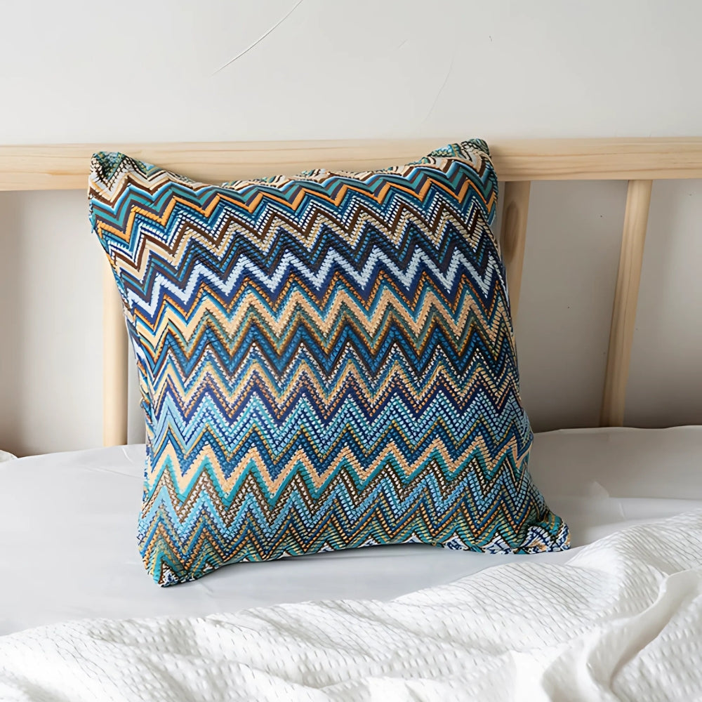 Zigzag Knit Microfiber Cushion Cover (18x18 in)