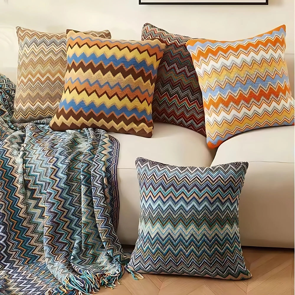 Zigzag Knit Microfiber Cushion Cover (18x18 in)