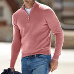 Zip-Front Sweater Cashmere Blend Lightweight & Breathable