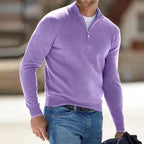 Zip-Front Sweater Cashmere Blend Lightweight & Breathable