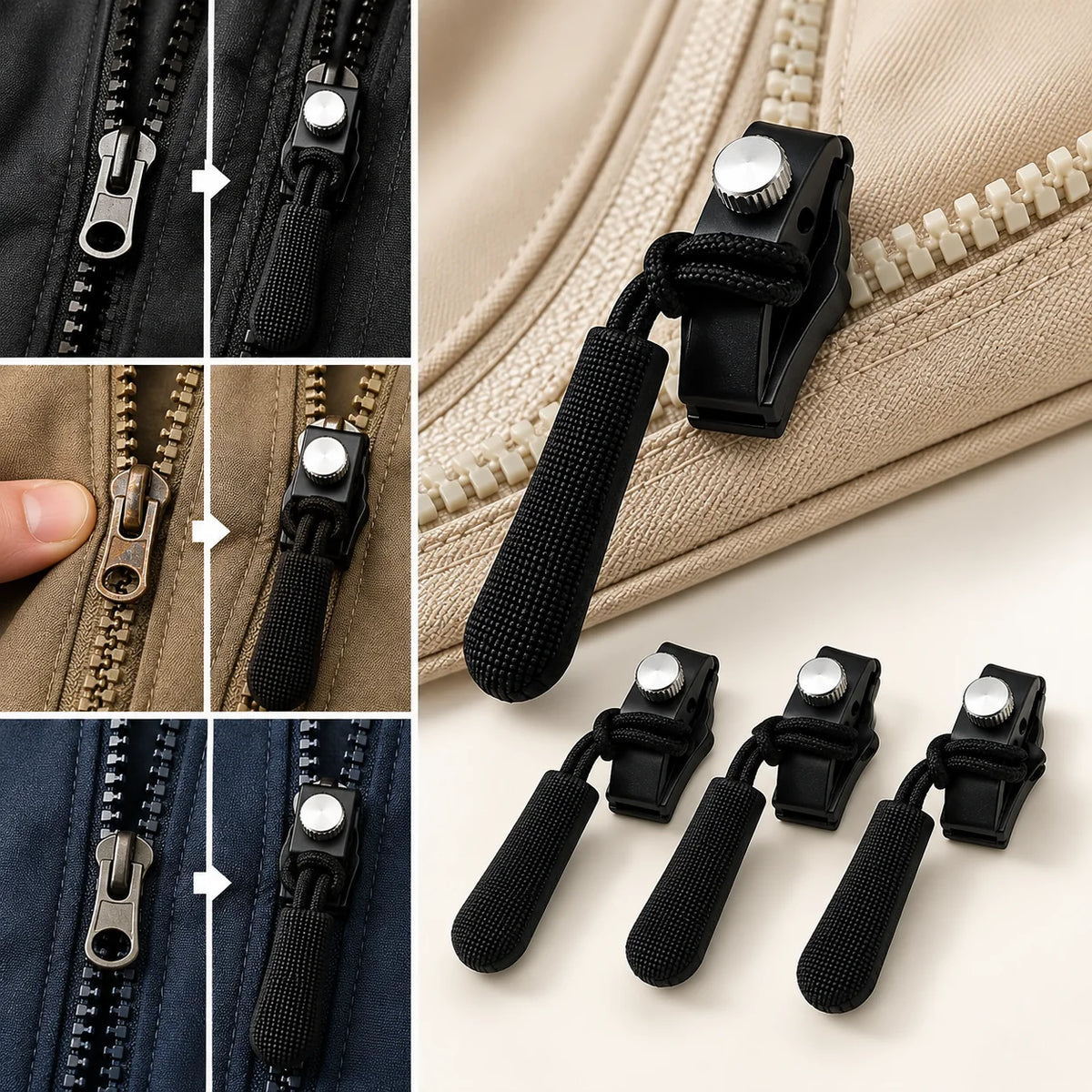 Zipper Repair Kit Tool-Free Metal 25-Piece