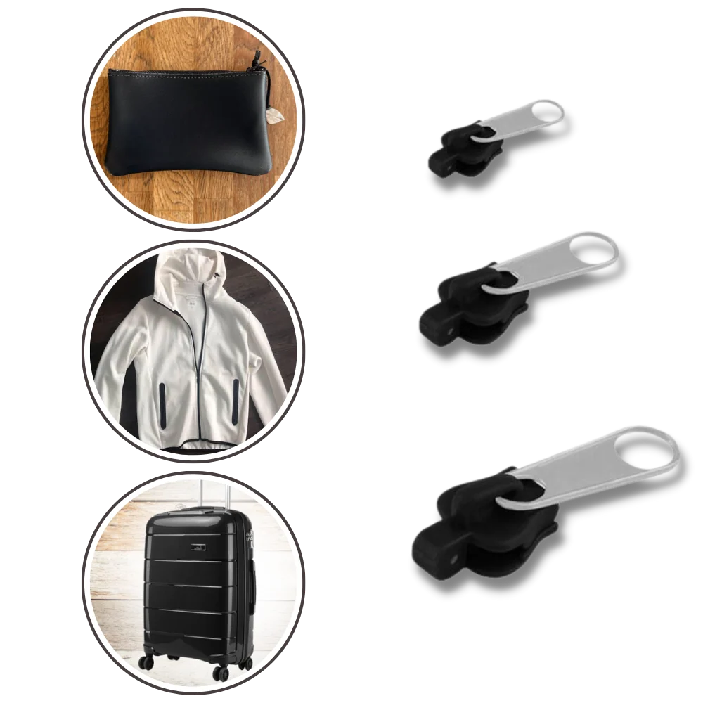Zipper Slider Set Clip-On Aluminum 6-Piece