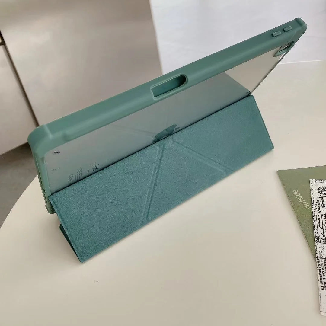 iPad Case Shock-Absorbing Silicone Foldable Origami Stand