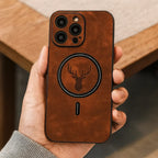 iPhone Case Deerskin Leather Textured Grip & MagSafe Ring