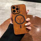 iPhone Case Deerskin Leather Textured Grip & MagSafe Ring