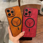 iPhone Case Deerskin Leather Textured Grip & MagSafe Ring