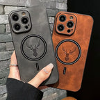 iPhone Case Deerskin Leather Textured Grip & MagSafe Ring