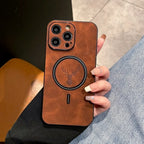 iPhone Case Deerskin Leather Textured Grip & MagSafe Ring