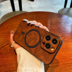iPhone Case Deerskin Leather Textured Grip & MagSafe Ring