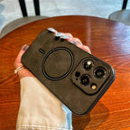 iPhone Case Deerskin Leather Textured Grip & MagSafe Ring
