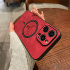 iPhone Case Deerskin Leather Textured Grip & MagSafe Ring