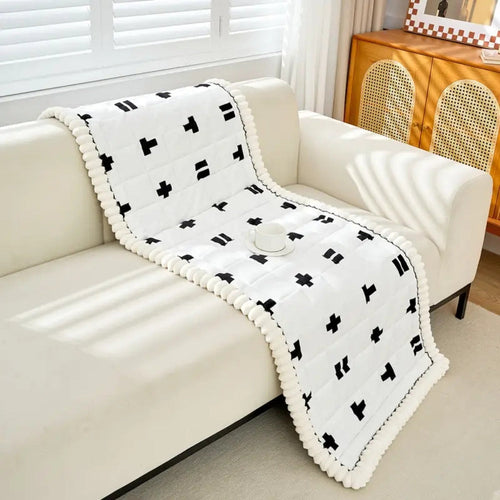 Bohemian Style Quilted Microfiber Couch Cover with Ruffles