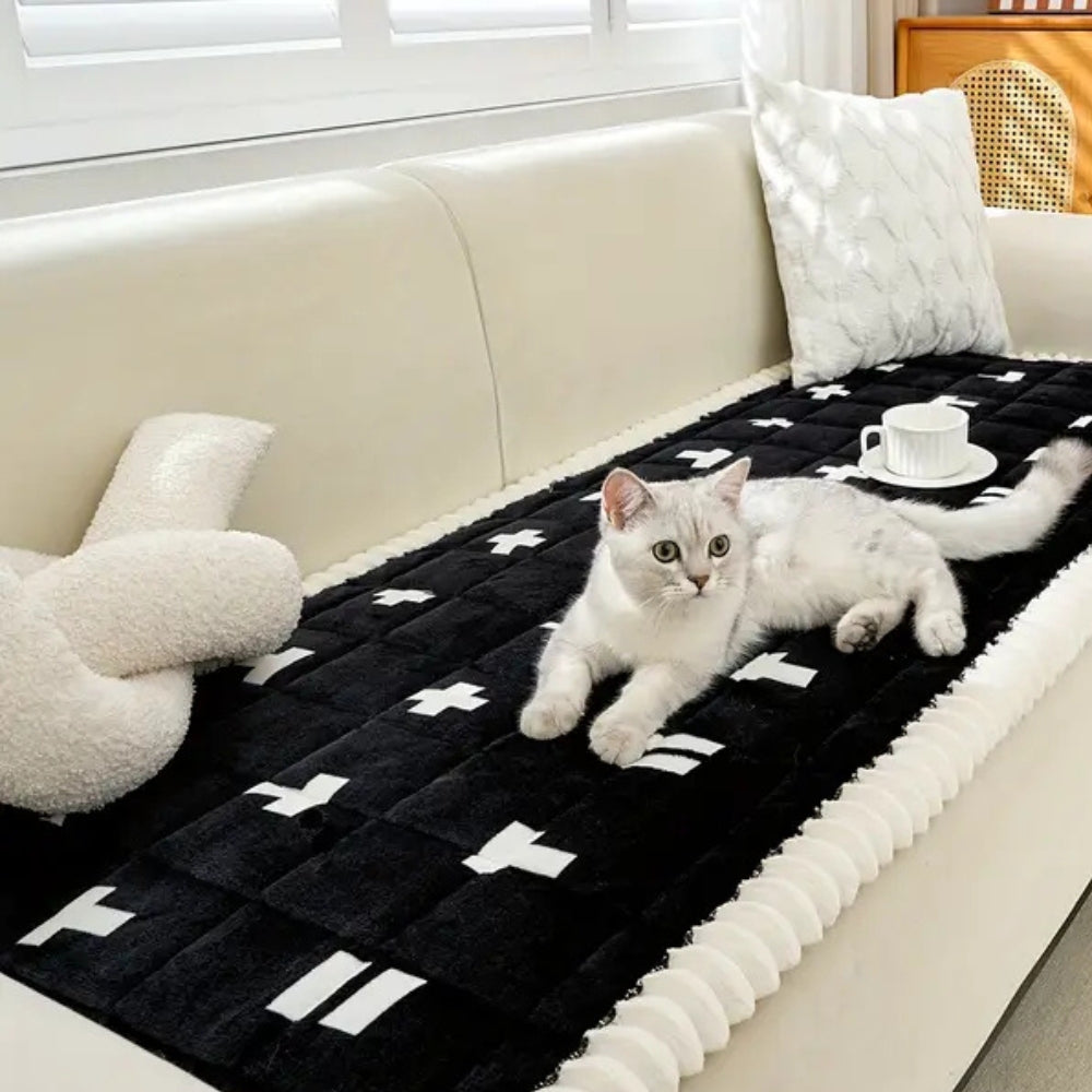 Bohemian Style Quilted Microfiber Couch Cover with Ruffles