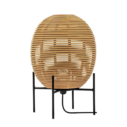 Adjustable Height Floor Lamp in Rustic Boho Style – Black Metal Rattan Design for Living Room