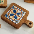Stylish Heat-Resistant Drink Protector - Rustic Ceramic Coaster with Wood Base