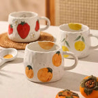 Charming Artisan Fruit-Decorated Ceramic Mug