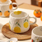 Charming Artisan Fruit-Decorated Ceramic Mug