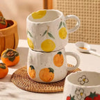 Charming Artisan Fruit-Decorated Ceramic Mug