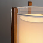 LED Floor Lamp in Rustic Japanese Design with Dual Shades – Wooden Finish for Living Room