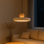 Pendant Light with Wooden Accent in Rustic Travertine Design