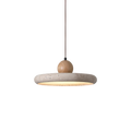 Pendant Light with Wooden Accent in Rustic Travertine Design