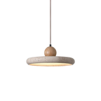 Pendant Light with Wooden Accent in Rustic Travertine Design