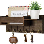 Stylish Wooden Key Organizer with Shelf and Hooks