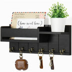 Stylish Wooden Key Organizer with Shelf and Hooks