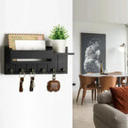 Stylish Wooden Key Organizer with Shelf and Hooks